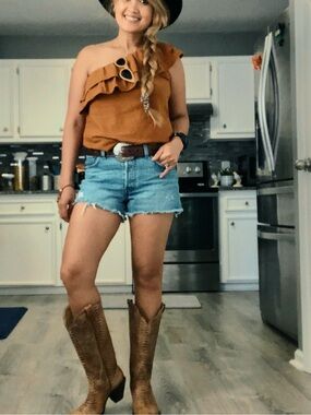 Levi's Light Blue Distressed Denim Shorts
